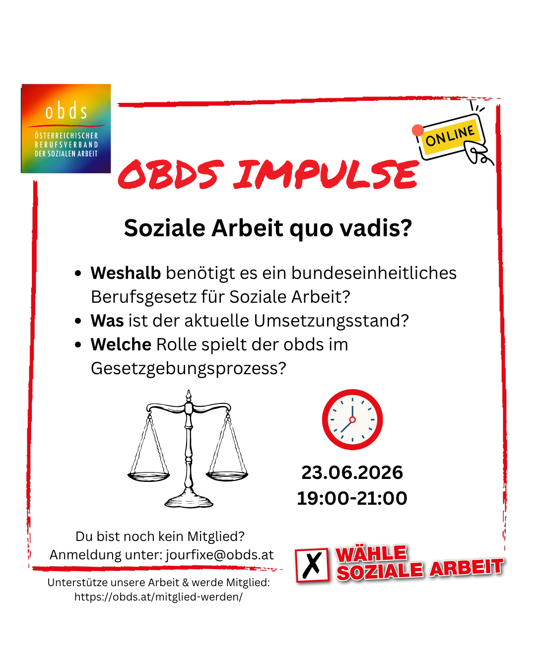 Einladung zu den obds Impulsen am 23.6.26