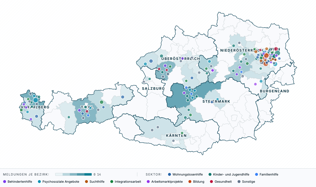 Screenshot der Kürzungslandkarte, Juni 2026