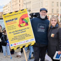 WSWD 2026 Kundgebung - Marianne Binder und Christoph Krenn als Vorstandsmitglieder des obds @Paul Feuersänger