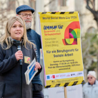 WSWD 2026 Kundgebung - Marianne Binder und Christoph Krenn als Vorstandsmitglieder des obds @Paul Feuersänger