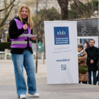 WSWD 2026 Kundgebung - Sandra Steiner als Vertreterin des Österreichischen Gewerkschaftsbunds @Paul Feuersänger