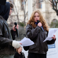 WSWD 2026 Kundgebung - Aaron Krenn & Rosa Becher, Studierende an der USTP @Paul Feuersänger